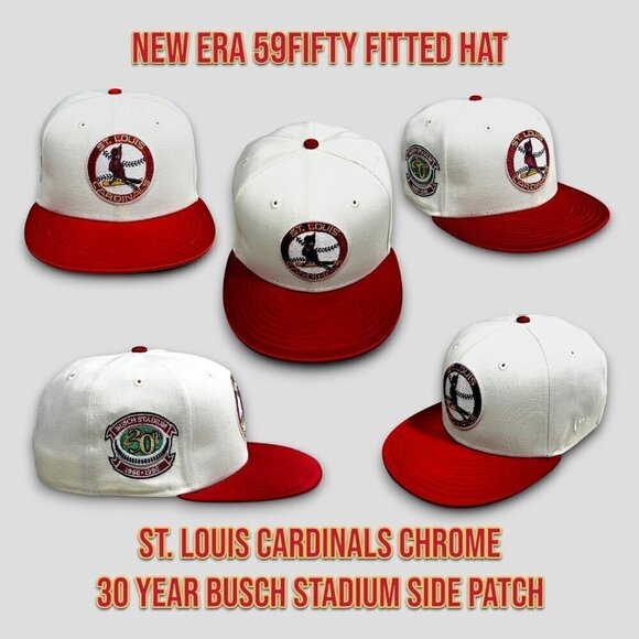 New Era St. Louis Cardinals 59FIFTY Fitted Hat 30 Year Busch Stadium Patch 7 3/4